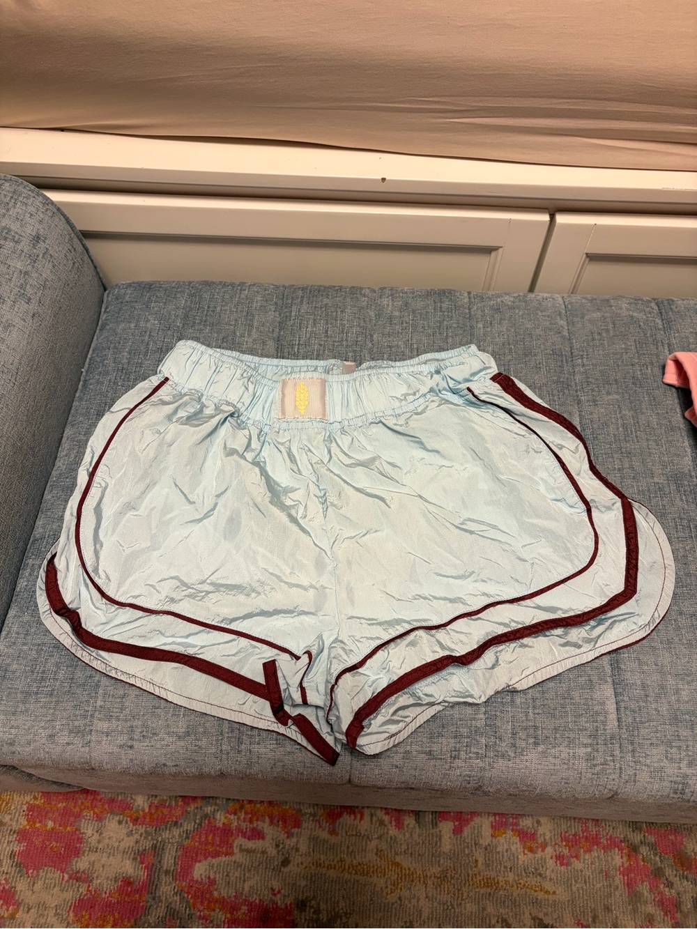 Free People Light Blue Athletic Shorts with Maroon Piping